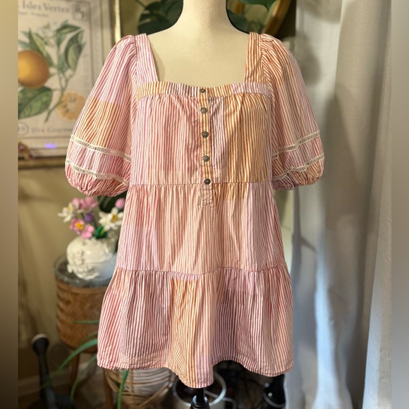 Anthropologie Pink & Orange Pastel Patterned Tunic - Picture 4 of 11